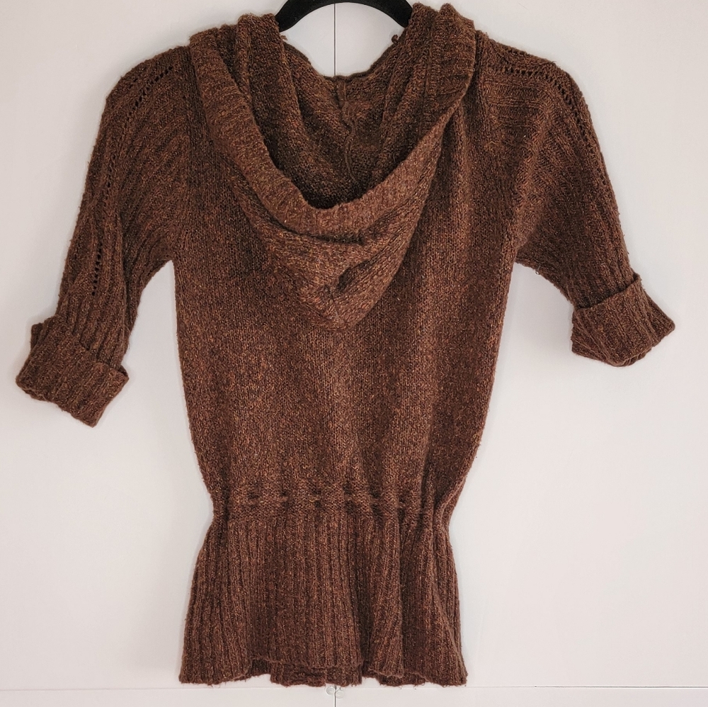 Maurices Brown Knit Hooded Cardigan Sweater Button Front Size M - Picture 9 of 11